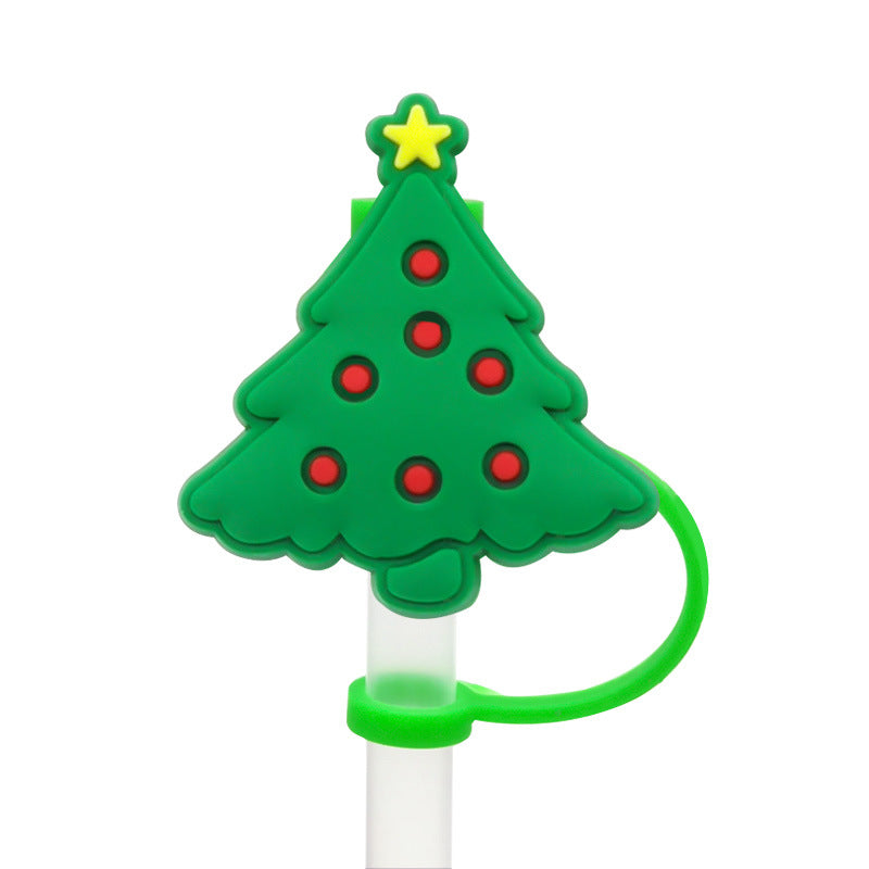 Wholesale 20pcs Cartoon Christmas Series Party Silicone Straw Caps Straw Decoration